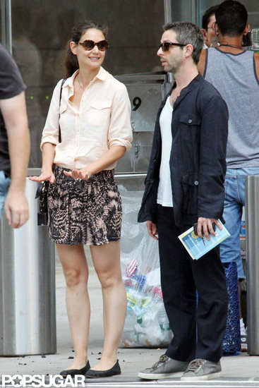 Katie Holmes and Jeremy Strong met up in NYC. Katie Holmes and Jeremy Strong met up in NYC.