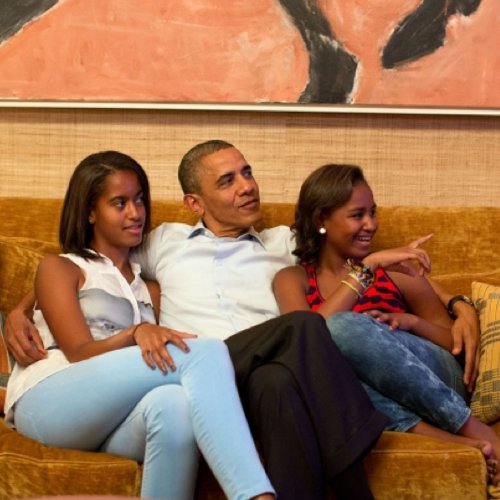 Obama Family Watches 2012 National Democratic Convention