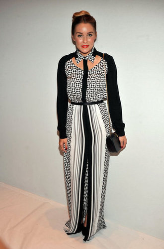 Lauren Conrad glammed up with a red lip and a Rebecca Minkoff collared maxi dress at the designer's show.
Lauren Conrad glammed up with a red lip and a Rebecca Minkoff collared maxi dress at the designer's show.