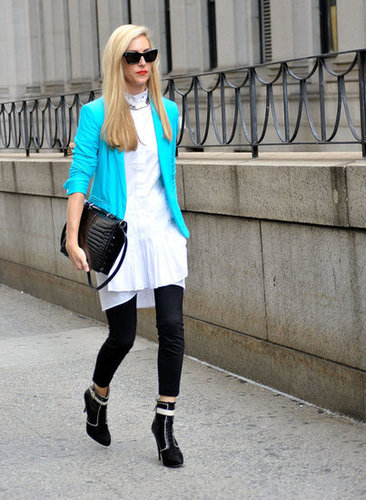 Joanna Hillman made the rounds in a bold, blue blazer.
Joanna Hillman made the rounds in a bold, blue blazer.