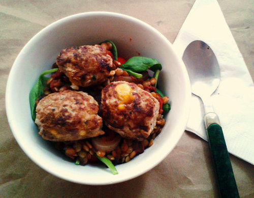 Turkey Meatballs stuffed with Cheddar Cheese