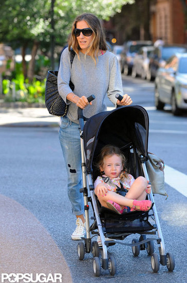 Sarah Jessica Parker pushed her daughters in a stroller around the West Village.
Sarah Jessica Parker pushed her daughters in a stroller around the West Village.