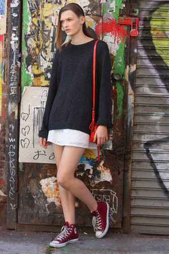 Burgundy heels and a brick-red bag offset a slouchy sweater and a staple mini.
Source: Greg Kessler
Burgundy heels and a brick-red bag offset a slouchy sweater and a staple mini.
Source: Greg Kessler