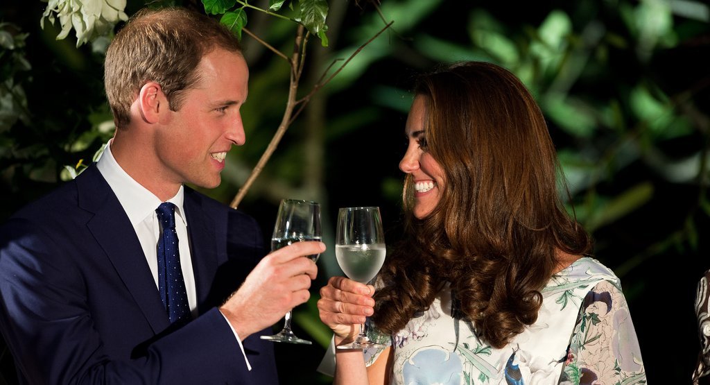 The Duke and Duchess of Cambridge toasted with water on day two of their 2012 tour in Singapore.
The Duke and Duchess of Cambridge toasted with water on day two of their 2012 tour in Singapore.