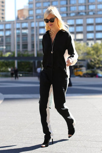 A sporty-inspired jumpsuit with cool-girl edge.
A sporty-inspired jumpsuit with cool-girl edge.