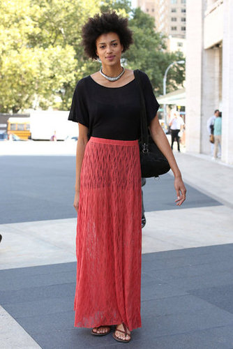 A crochet maxi offset a basic black tee — then we got a touch of tribal-feeling jewels.
A crochet maxi offset a basic black tee — then we got a touch of tribal-feeling jewels.