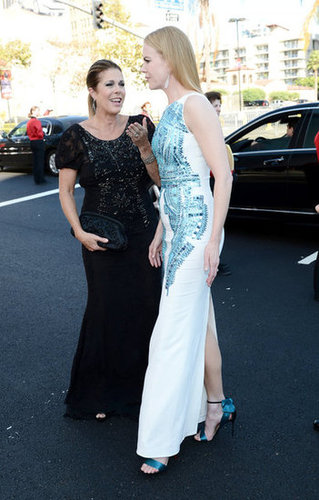Nicole Kiman and Rita Wilson caught up in the parking lot.
Nicole Kiman and Rita Wilson caught up in the parking lot.