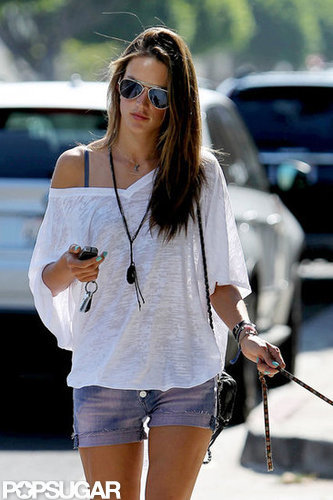 Alessandra Ambrosio Pairs a Sports Bra and Short Shorts For Yoga Alessandra Ambrosio Pairs a Sports Bra and Short Shorts For Yoga