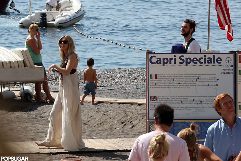 Sienna Miller walked along the beach in Positano.
Sienna Miller walked along the beach in Positano.