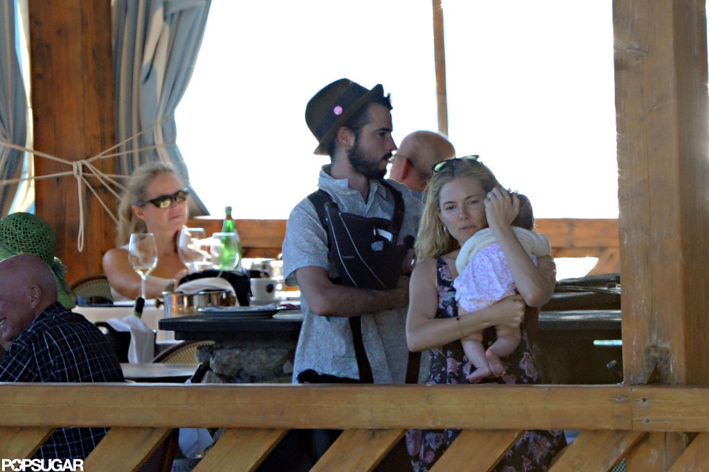 Sienna Miller hugged baby Marlowe on a boat with Tom Sturridge.
Sienna Miller hugged baby Marlowe on a boat with Tom Sturridge.
