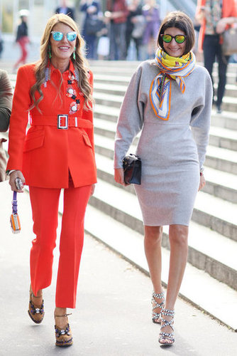 Anna Dello Russo and Giovanna Battaglia made the coolest kind of fashion duo, both with mirrored shades.
Anna Dello Russo and Giovanna Battaglia made the coolest kind of fashion duo, both with mirrored shades.
