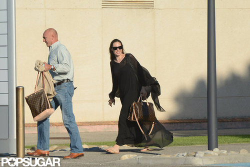 Angelina Jolie carried a Louis Vuitton bag.
Angelina Jolie carried a Louis Vuitton bag.