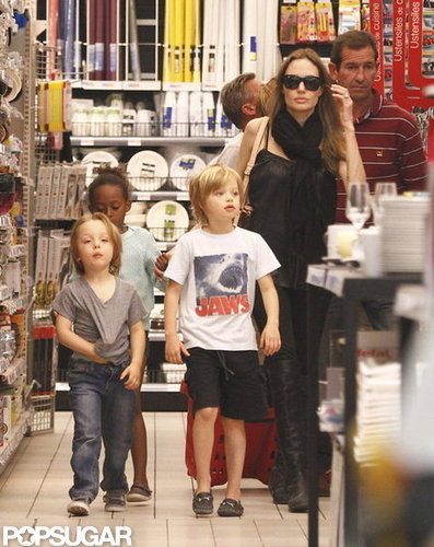Angelina Jolie took her kids shopping in France.
Angelina Jolie took her kids shopping in France.