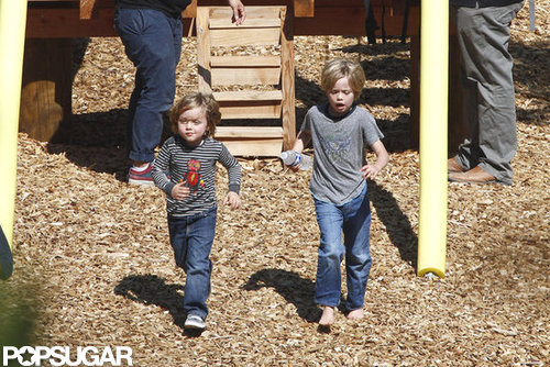 Shiloh and Knox played at a park.
Shiloh and Knox played at a park.