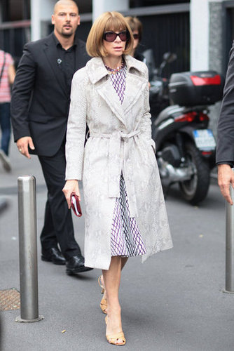 Anna Wintour knows how to work a snakeskin print into her classic wardrobe seamlessly — that trench is the perfect subtle accent.
Source: Greg Kessler
Anna Wintour knows how to work a snakeskin print into her classic wardrobe seamlessly — that trench is the perfect subtle accent.
Source: Greg Kessler