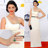 Pictures of Mad Men star Jessica Pare in Custom Jason Wu white dress on the the red carpet at the 2012 Emmy Awards