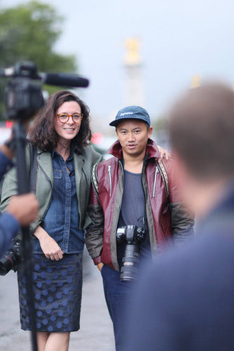 The cameras have been turned on these two behind-the-scenes style setters. Garance Doré, in the cutest polka dot skirt, and Tommy Ton, donning our favorite shade of oxblood red, pose together outside the shows.
The cameras have been turned on these two behind-the-scenes style setters. Garance Doré, in the cutest polka dot skirt, and Tommy Ton, donning our favorite shade of oxblood red, pose together outside the shows.
