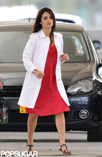Penelope Cruz dried off and change clothes for another scene.
Penelope Cruz dried off and change clothes for another scene.
