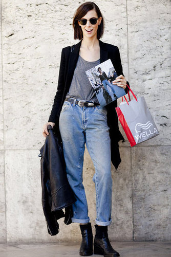 Boyfriend denim and wedged Chelsea boots give this a '90s touch.
Boyfriend denim and wedged Chelsea boots give this a '90s touch.