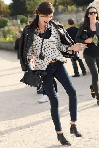 Stripes on stripes, a touch of leopard and Fall's favorite Chelsea boot made this look a standout.
Stripes on stripes, a touch of leopard and Fall's favorite Chelsea boot made this look a standout.