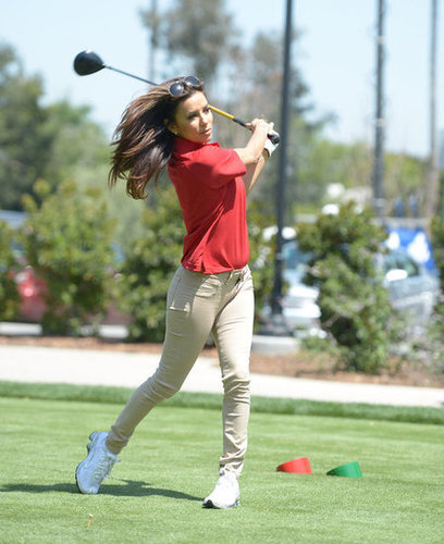 Eva Longoria gave her best shot at a May 2012 charity tournament in Toluca Lake, CA.
Eva Longoria gave her best shot at a May 2012 charity tournament in Toluca Lake, CA.