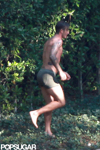 David Beckham ran away in his underwear.
David Beckham ran away in his underwear.
