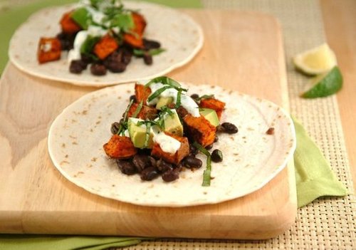 Vegan Sweet Potato Tacos with Creamy Basil Lime Sauce
