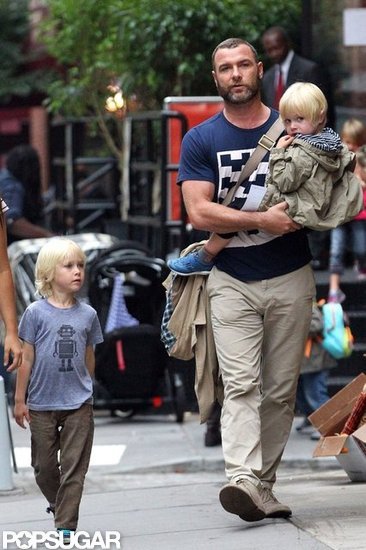 Liev Schreiber walked with Kai Schreiber and Sasha Schreiber in NYC. Liev Schreiber walked with Kai Schreiber and Sasha Schreiber in NYC.