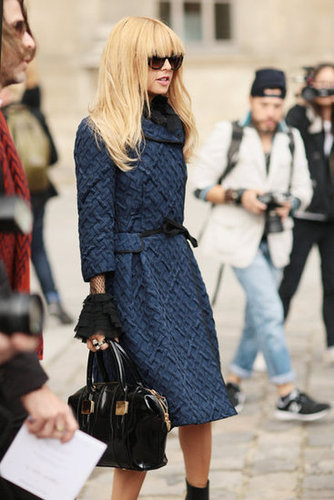 Rachel Zoe was ultrachic in a textured navy coat and dramatic ladylike sleeves peeking out from underneath.
Rachel Zoe was ultrachic in a textured navy coat and dramatic ladylike sleeves peeking out from underneath.