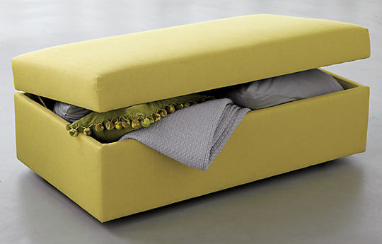 Add a bright pop of color — and extra storage space — with this bright storage ottoman ($499).
Add a bright pop of color — and extra storage space — with this bright storage ottoman ($499).