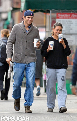 Ashton and His Sexy Girlfriend, Mila, Share a Smiley Coffee Date Ashton and His Sexy Girlfriend, Mila, Share a Smiley Coffee Date