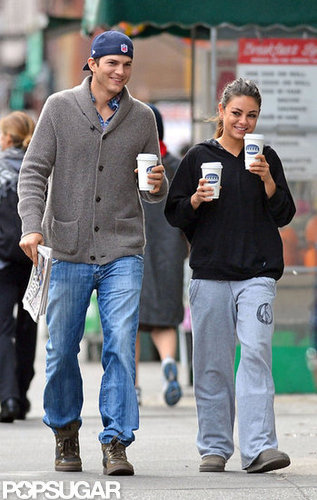 Ashton and His Sexy Girlfriend, Mila, Share a Smiley Coffee Date Ashton and His Sexy Girlfriend, Mila, Share a Smiley Coffee Date