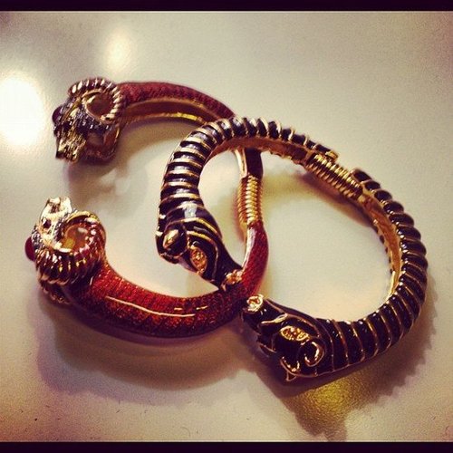These animal-inspired bangles from Kenneth Jay Lane's exclusive collection with Gilt Groupe are the perfect arm candy.
These animal-inspired bangles from Kenneth Jay Lane's exclusive collection with Gilt Groupe are the perfect arm candy.