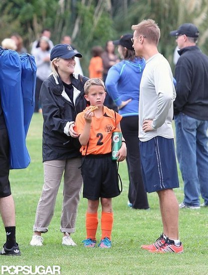 Reese Witherspoon gave her son Deacon Phillippe a pat on the back after his soccer game in LA.
Reese Witherspoon gave her son Deacon Phillippe a pat on the back after his soccer game in LA.