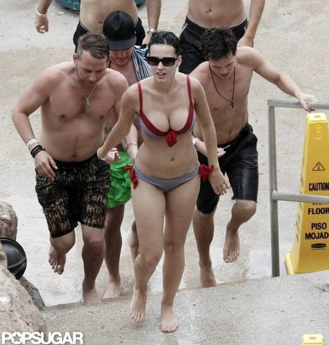 Katy Perry hit the beach in the Bahamas in July 2010 wearing a bikini with red ties.
Katy Perry hit the beach in the Bahamas in July 2010 wearing a bikini with red ties.