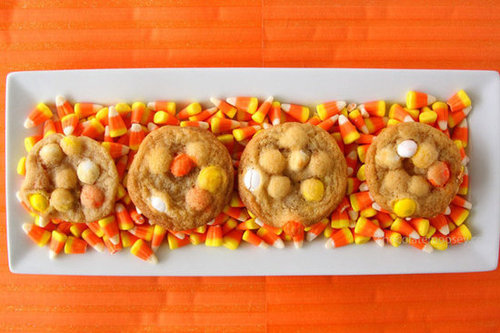 White Chocolate Candy Corn M&M Cookies White Chocolate Candy Corn M&M Cookies