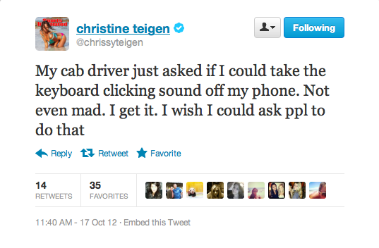 Chrissy's cab driver speaks his mind.
Chrissy's cab driver speaks his mind.