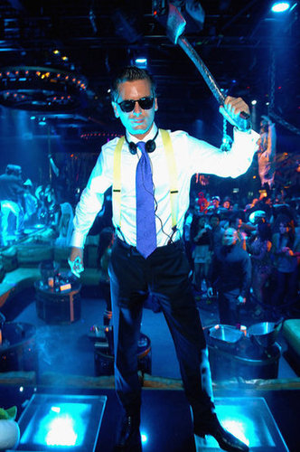 Scott Disick showed off his American Psycho costume at a Las Vegas party on Saturday.
Scott Disick showed off his American Psycho costume at a Las Vegas party on Saturday.