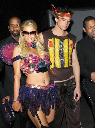 Paris Hilton and her boyfriend showed off another set of costumes at Playboy's party in LA Saturday.
Paris Hilton and her boyfriend showed off another set of costumes at Playboy's party in LA Saturday.