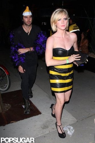Brittany Snow wore a bumblebee costume for a party at Bootsy Bellows in LA Saturday.
Brittany Snow wore a bumblebee costume for a party at Bootsy Bellows in LA Saturday.