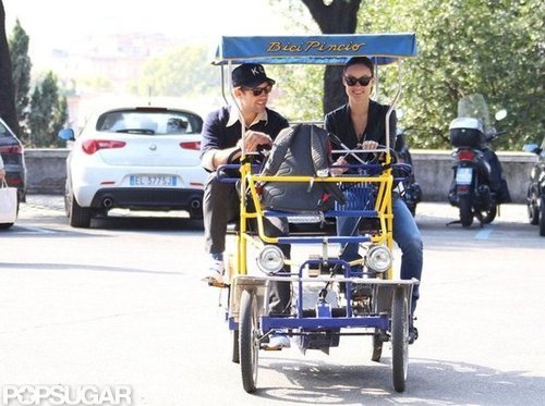 Olivia Wilde and Jason Sudeikis pedaled through Rome.
Olivia Wilde and Jason Sudeikis pedaled through Rome.