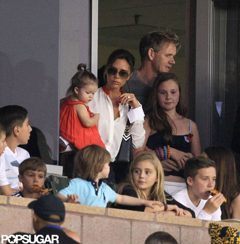 Victoria and Harper Cheer On David With the Ramsays and Russell Brand Victoria and Harper Cheer On David With the Ramsays and Russell Brand