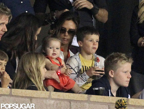 Victoria and Harper Cheer On David With the Ramsays and Russell Brand Victoria and Harper Cheer On David With the Ramsays and Russell Brand
