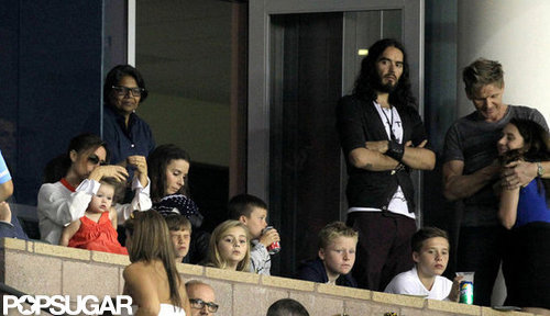 Russell Brand and Gordon Ramsay watched the LA Galaxy.
Russell Brand and Gordon Ramsay watched the LA Galaxy.