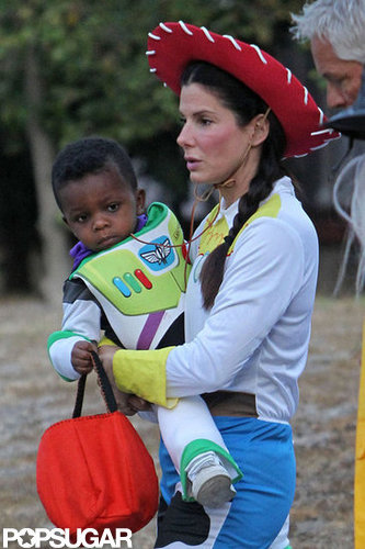 Sandra and Louis Bullock dressed up as their favorite characters from Toy Story in LA on Wednesday.
Sandra and Louis Bullock dressed up as their favorite characters from Toy Story in LA on Wednesday.