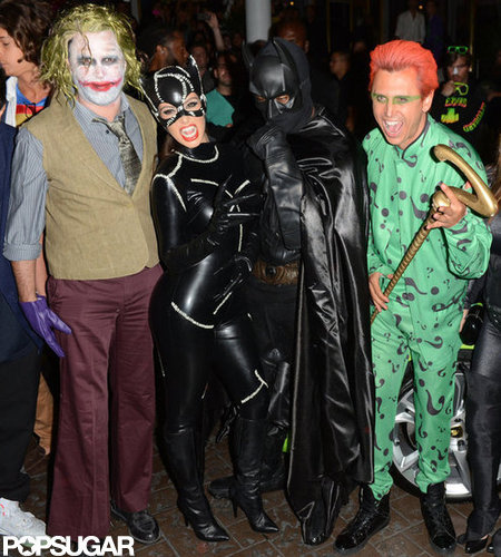 In Miami on Wednesday, Kim Kardashian and Kanye West posed as Catwoman and Batman with Jonathan Cheban as the Joker.
In Miami on Wednesday, Kim Kardashian and Kanye West posed as Catwoman and Batman with Jonathan Cheban as the Joker.