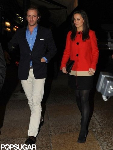 Pippa Middleton caught a ride with a male friend.
Pippa Middleton caught a ride with a male friend.