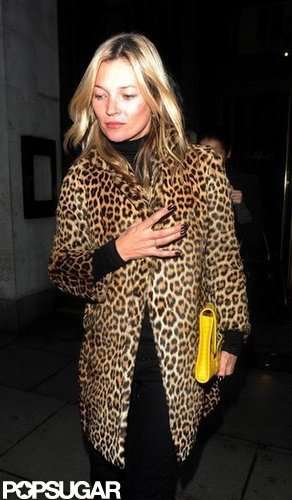 Kate Moss wore a leopard-print jacket.
Kate Moss wore a leopard-print jacket.