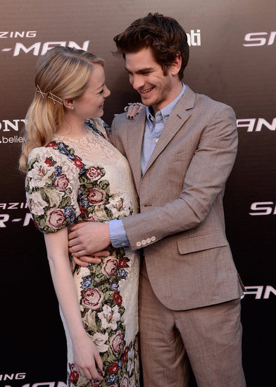 Emma Stone looked lovingly at her boyfriend, Andrew Garfield, as he held her close during the Spanish premiere of The Amazing Spider-Man in June 2012.
Emma Stone looked lovingly at her boyfriend, Andrew Garfield, as he held her close during the Spanish premiere of The Amazing Spider-Man in June 2012.