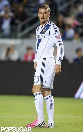 David Beckham wore pink cleats for his playoff game.
David Beckham wore pink cleats for his playoff game.